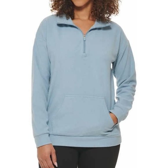 NWT Marc New York Women's Ribbed Quarter Zip Kangaroo Pocket Size M $60 WWW053 - Picture 1 of 3